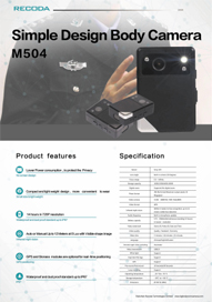 M504 kamera badan reka bentuk mudah